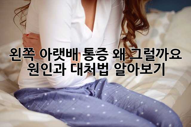 왼쪽 아랫배 통증, 왜 그럴까요? 원인과 대처법 알아보기