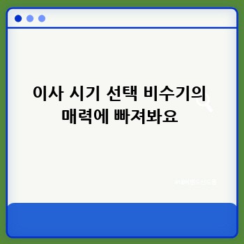 이사 시기 선택 비수기의 매력에 빠져봐요