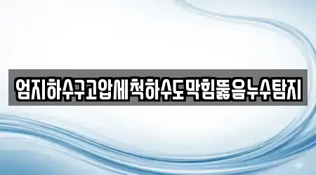 엄지하수구고압세척하수도막힘뚫음누수탐지